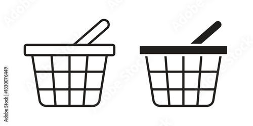 Shopping basket icon or logo pack. Vector Illustration Outline and flat