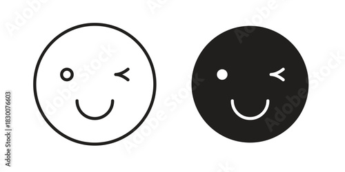 Smile wink icon or logo pack. Vector Illustration Outline and flat