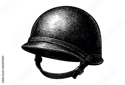 Detailed vintage engraving illustration of a soldier’s helmet — stock vector.