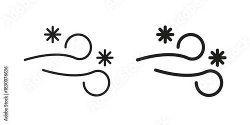Snow blowing icon or logo pack. Vector Illustration Outline and flat