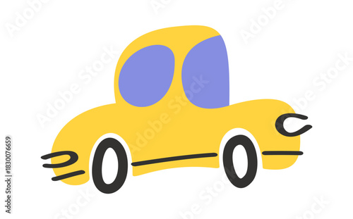 Yellow car city transport drawing