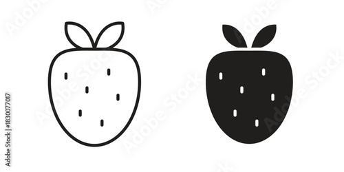 Strawberry icon or logo pack. Vector Illustration Outline and flat