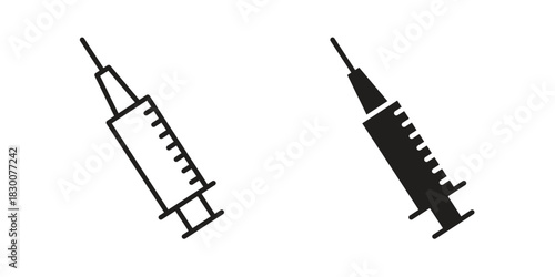 Syringe icon or logo pack. Vector Illustration Outline and flat
