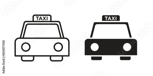 Taxi icon or logo pack. Vector Illustration Outline and flat