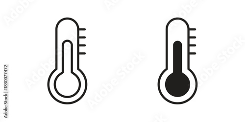 Temperature icon or logo pack. Vector Illustration Outline and flat