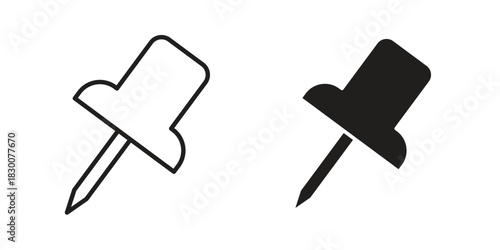 Thumbtack icon or logo pack. Vector Illustration Outline and flat