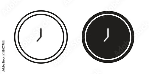 Time clock icon or logo pack. Vector Illustration Outline and flat