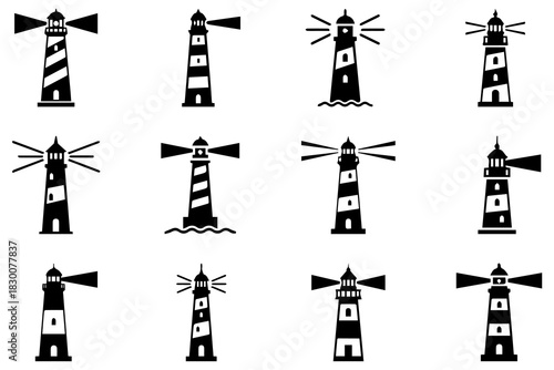 lighthouse icon silhouette vector illustration