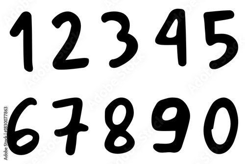Doodle checklist numbering. Hand drawn scribble numbers
