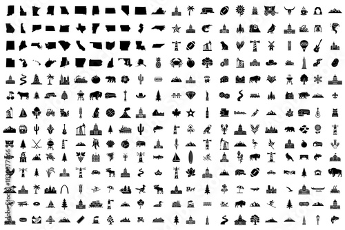 Celebrate USA with this amazing collection of icons that represent the united states of america