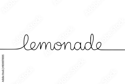 Lemonade handwritten lettering. Continuous line drawing text design. Vector illustration