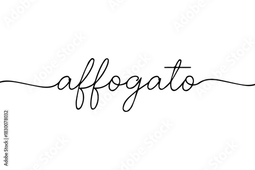 Affogato handwritten lettering. Continuous line drawing text design. Vector illustration