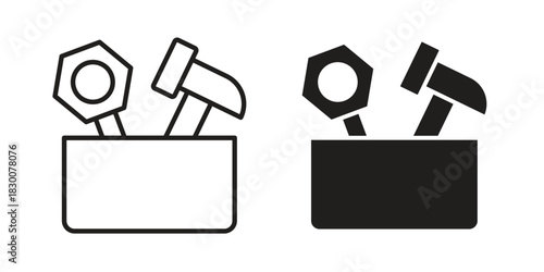 Toolbox icon or logo pack. Vector Illustration Outline and flat