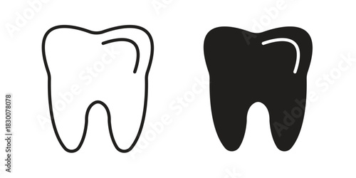 Tooth icon or logo pack. Vector Illustration Outline and flat