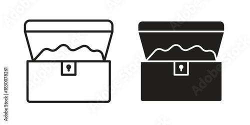 Treasure chest icon or logo pack. Vector Illustration Outline and flat