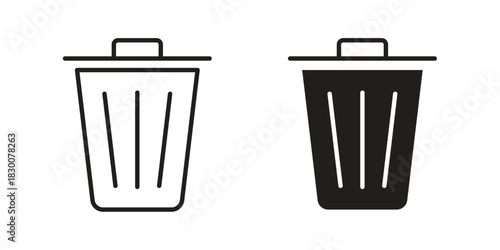 Trash icon or logo pack. Vector Illustration Outline and flat