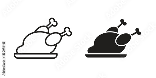 Turkey icon or logo pack. Vector Illustration Outline and flat