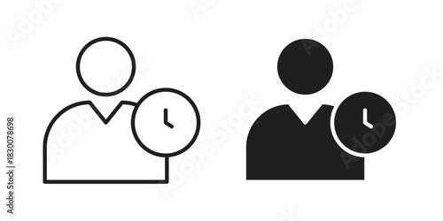 User time icon or logo pack. Vector Illustration Outline and flat