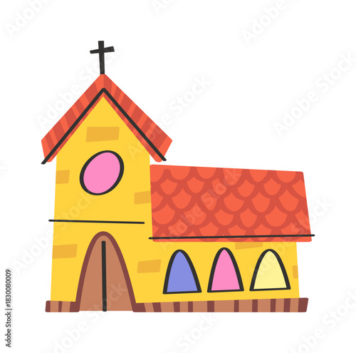 City monastery exterior hand drawn