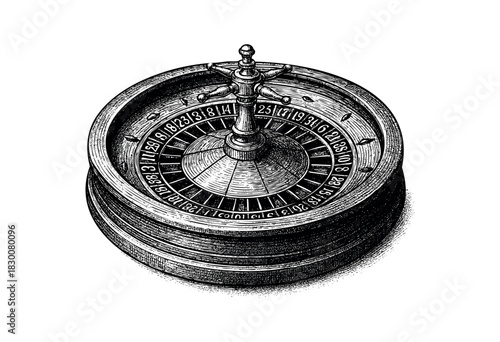 Detailed vintage engraving illustration of a roulette wheel — stock vector.