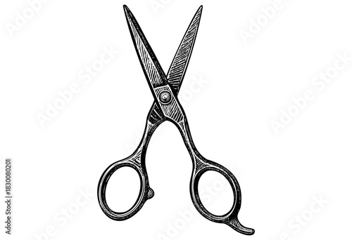 Detailed vintage engraving illustration of barber scissors — stock vector.