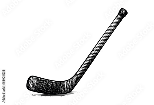 Detailed vintage engraving illustration of a hockey stick — stock vector.