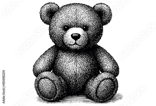 Detailed vintage engraving illustration of a teddy bear — stock vector.