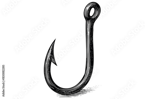 Detailed vintage engraving illustration of a fishing hook — stock vector.