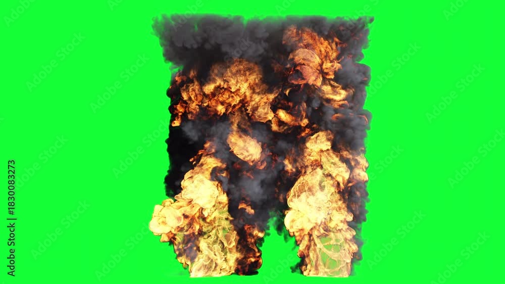 Merging Fire Two merging fire pillars on Green Screen two tall pillars of fire and ...