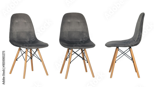 grey chair isolated on white background. set