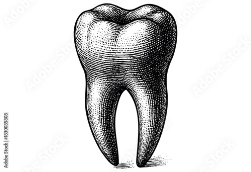 Detailed vintage engraving illustration of a human tooth — stock vector.