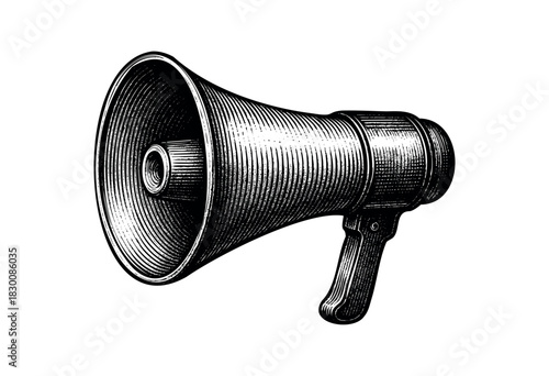 Detailed vintage engraving illustration of a megaphone — stock vector.