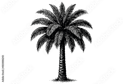 Detailed vintage engraving illustration of a palm tree — stock vector.