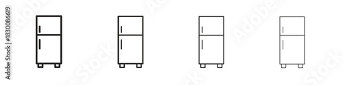 Fridge icons. Editable stroke. Pixel perfect thin line icons.