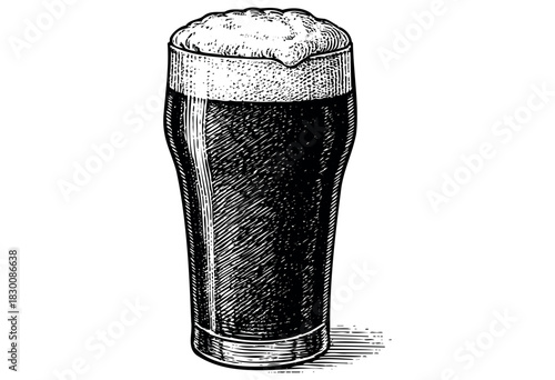 Detailed vintage engraving illustration of a pint of beer — stock vector.