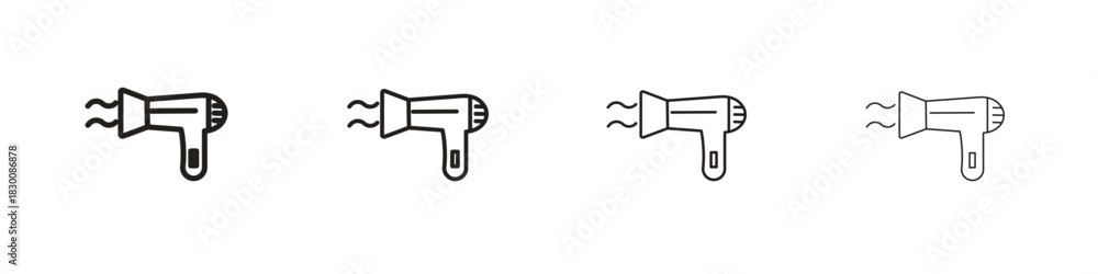 Fototapeta premium Hair dryer icons. Editable stroke. Pixel perfect thin line icons.