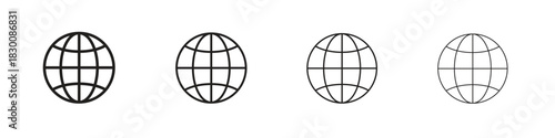 Globe icons. Editable stroke. Pixel perfect thin line icons.