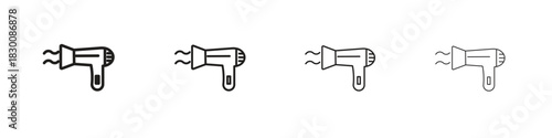 Hair dryer icons. Editable stroke. Pixel perfect thin line icons.
