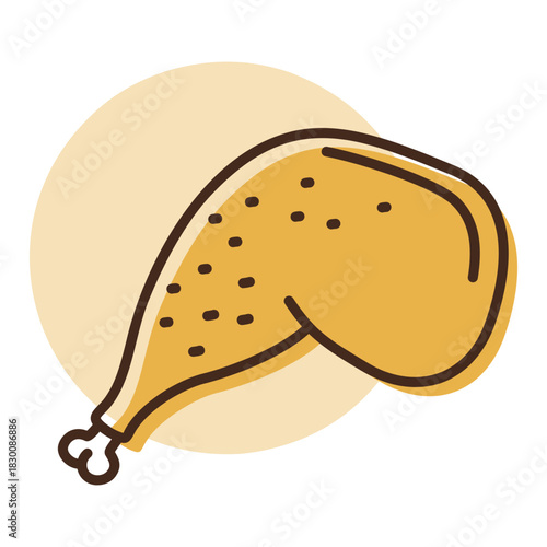 Roasted Duck Leg Quarter Flat Icon