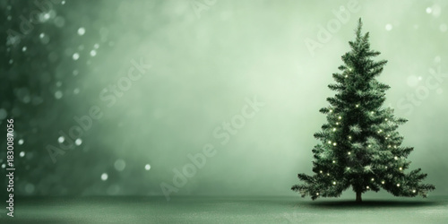 Light green Christmas background image with a Christmas tree