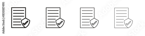 Insurance policy icons. Editable stroke. Pixel perfect thin line icons.
