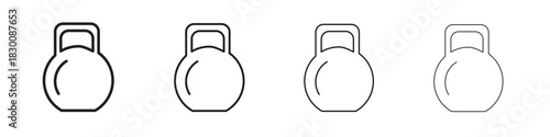 Kettlebell icons. Editable stroke. Pixel perfect thin line icons.