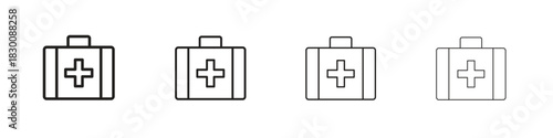 Medical kit icons. Editable stroke. Pixel perfect thin line icons.