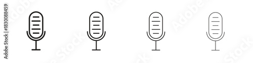 Microphone icons. Editable stroke. Pixel perfect thin line icons.