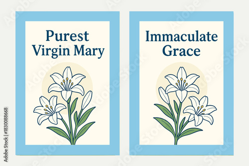 Immaculate Pure Banners. Immaculate Purity. Two vertical A6 banners with safe margins, centered composition, no elements touching edges, flat vector design,