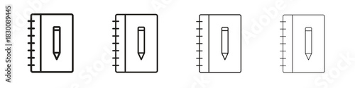 Notebook icons. Editable stroke. Pixel perfect thin line icons.