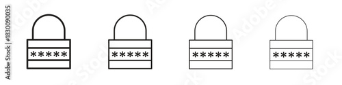 Password icons. Editable stroke. Pixel perfect thin line icons.