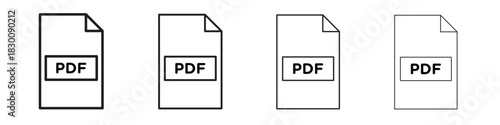 PDF file icons. Editable stroke. Pixel perfect thin line icons.