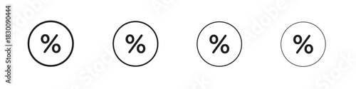 Percentage icons. Editable stroke. Pixel perfect thin line icons.