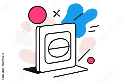 Minimalist Flush Button. Toilet Flush Button. Minimalist toilet flush button with floating abstract geometric shapes and soft highlights, sleek and